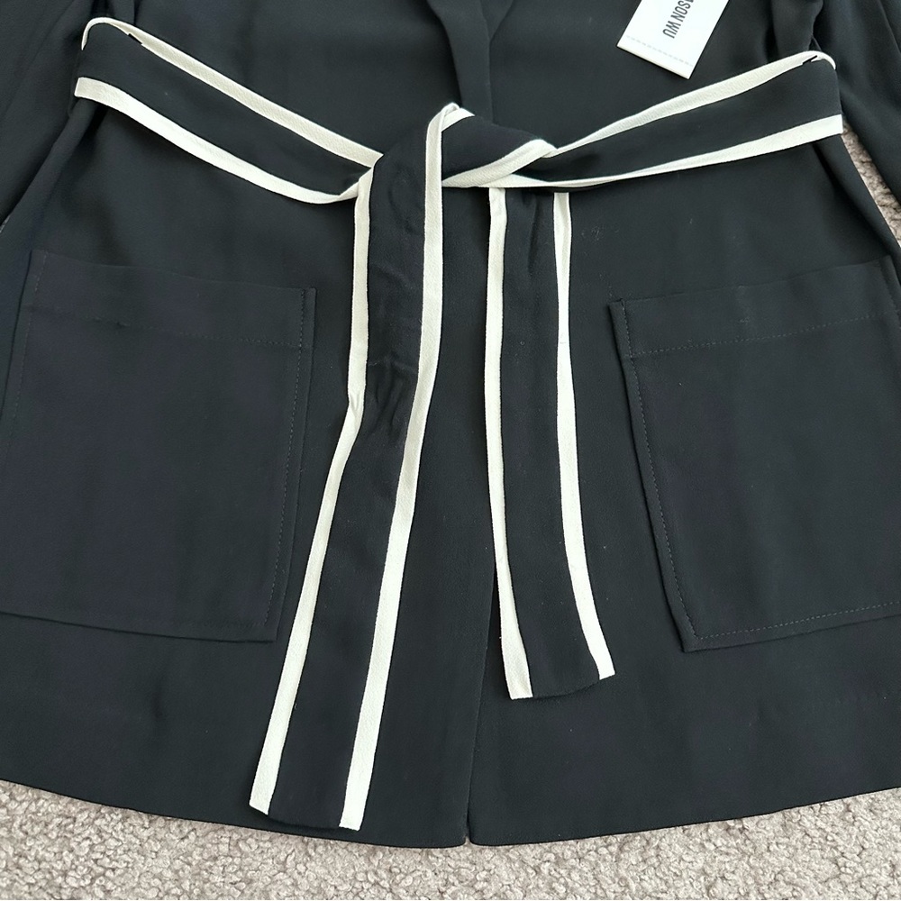 Jason Wu Blazer Womens Size S Black White Waist Tie - Picture 2 of 14